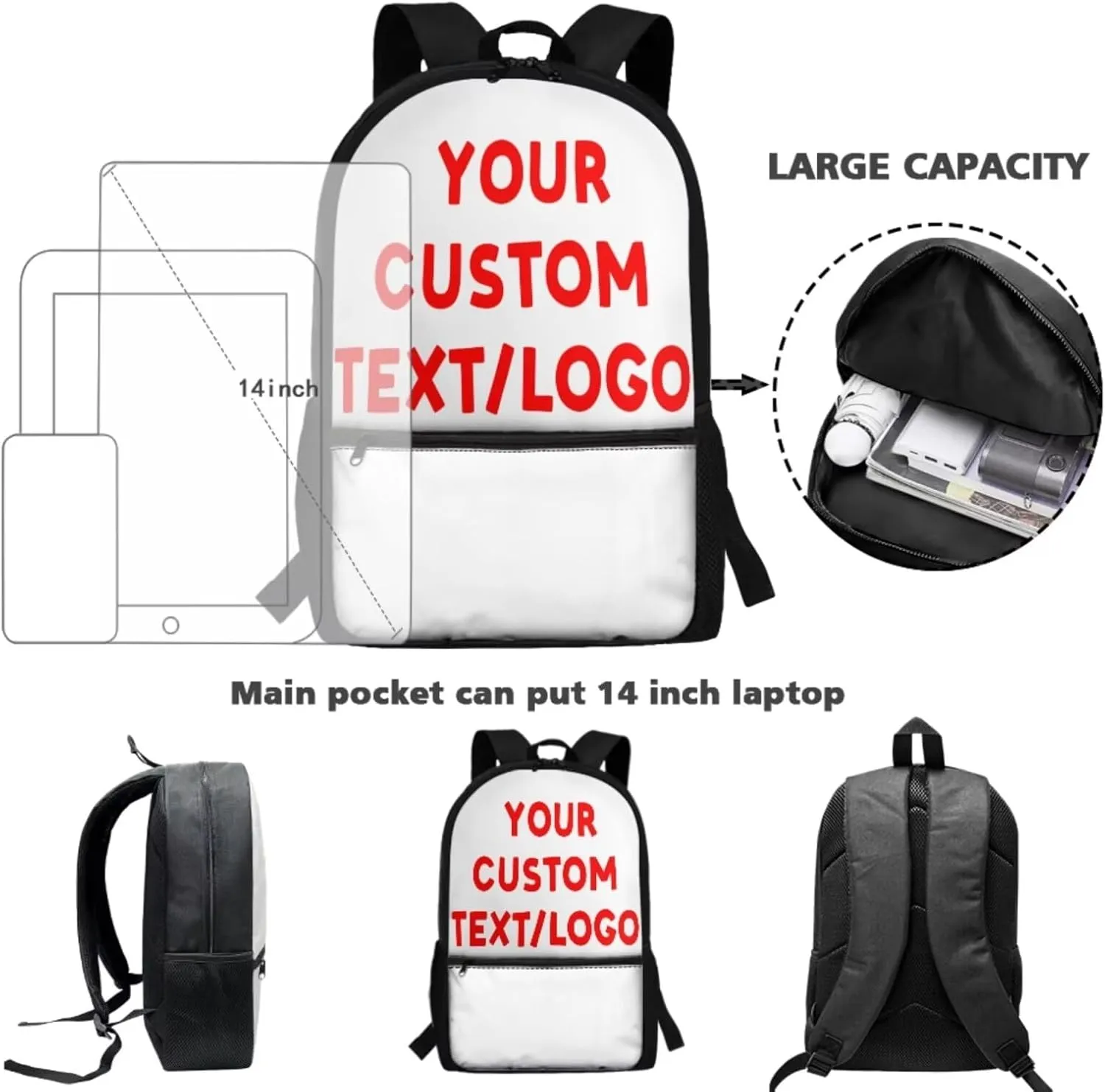 Custom Backpack for Kids Personalized 3 Piece Set Backpack with Your Name Text School Bag Customized Bookbag with Lunch Box And Pencil Case Set for Boys Girls