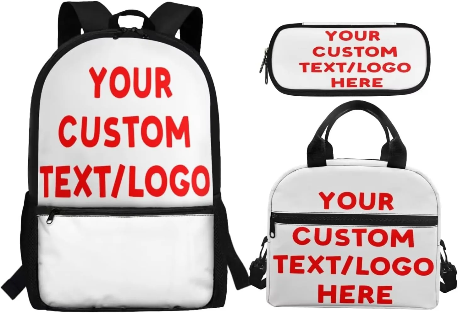 Custom Backpack for Kids Personalized 3 Piece Set Backpack with Your Name Text School Bag Customized Bookbag with Lunch Box And Pencil Case Set for Boys Girls