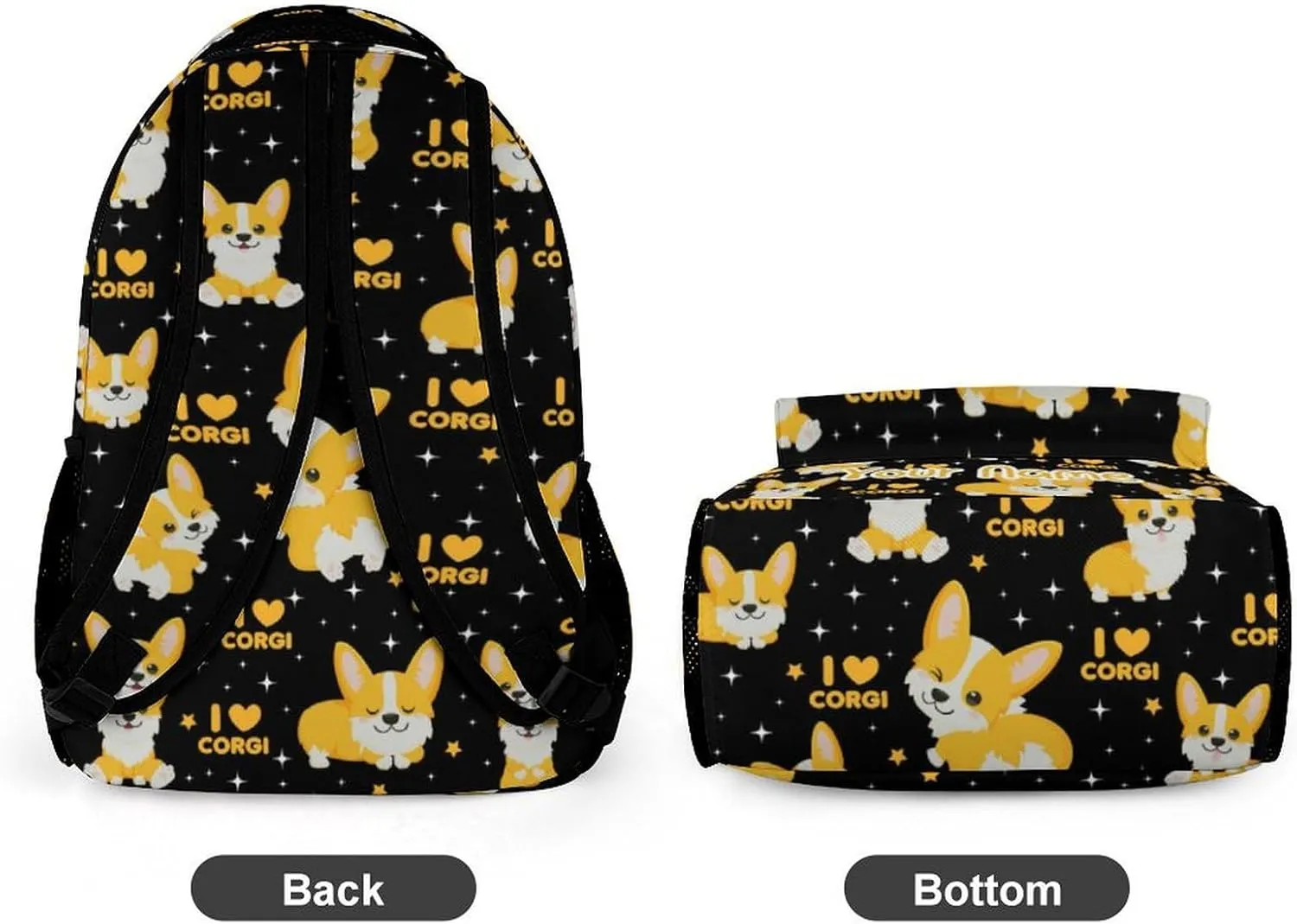 Custom Corgi Dog School Backpack for Kids Girls Boys, 16 Inch Cute Corgi Dogs Themed Bookbag, Personalized School Backpack for Students Children, Lightweight, Large Capacity