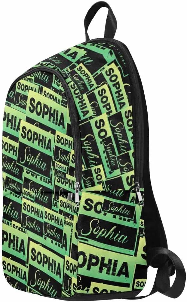 Customized Name Backpack Custom Name Green Label Shoulder Bag Personalized Knapsack Backpack Fashion Daypack for Hiking Camping Work,One Size