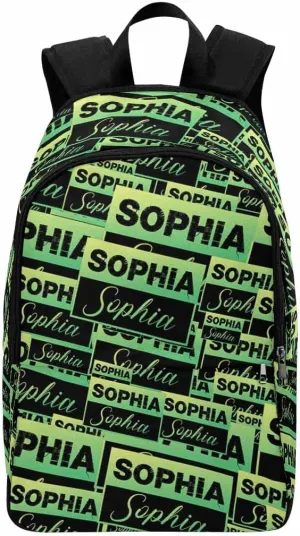 Customized Name Backpack Custom Name Green Label Shoulder Bag Personalized Knapsack Backpack Fashion Daypack for Hiking Camping Work,One Size