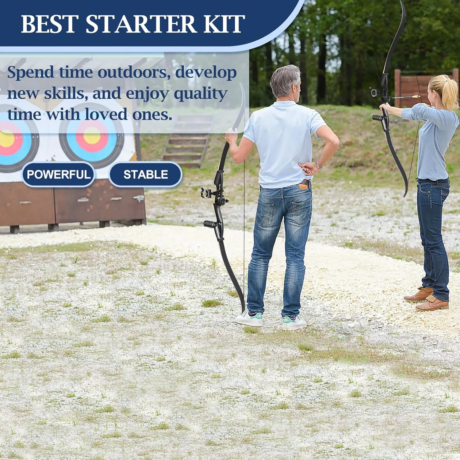 D&Q Hunting Recurve Bow and Arrow Set for Adults Kit Black Hunter Longbow Archery Hunting Target Practice Takedown Longbow Package 30 35 40 45 50 lbs Right Handed with Bow Case Stringer Arrow