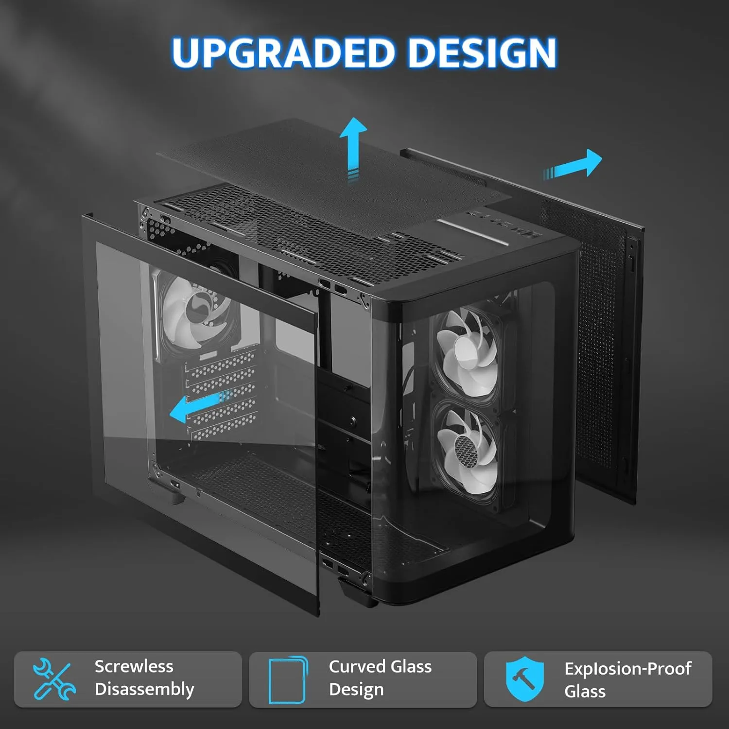 darkFlash Micro-ATX Gaming PC Case, MATX PC Case with 3 x 120mm ARGB Fans, Panoramic View Dual Tempered Curve Glass Computer Case, USB 3.0 Port, Supports Dual 360mm AIO, Black(DPW90M)