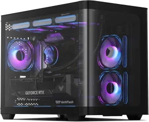 darkFlash Micro-ATX Gaming PC Case, MATX PC Case with 3 x 120mm ARGB Fans, Panoramic View Dual Tempered Curve Glass Computer Case, USB 3.0 Port, Supports Dual 360mm AIO, Black(DPW90M)