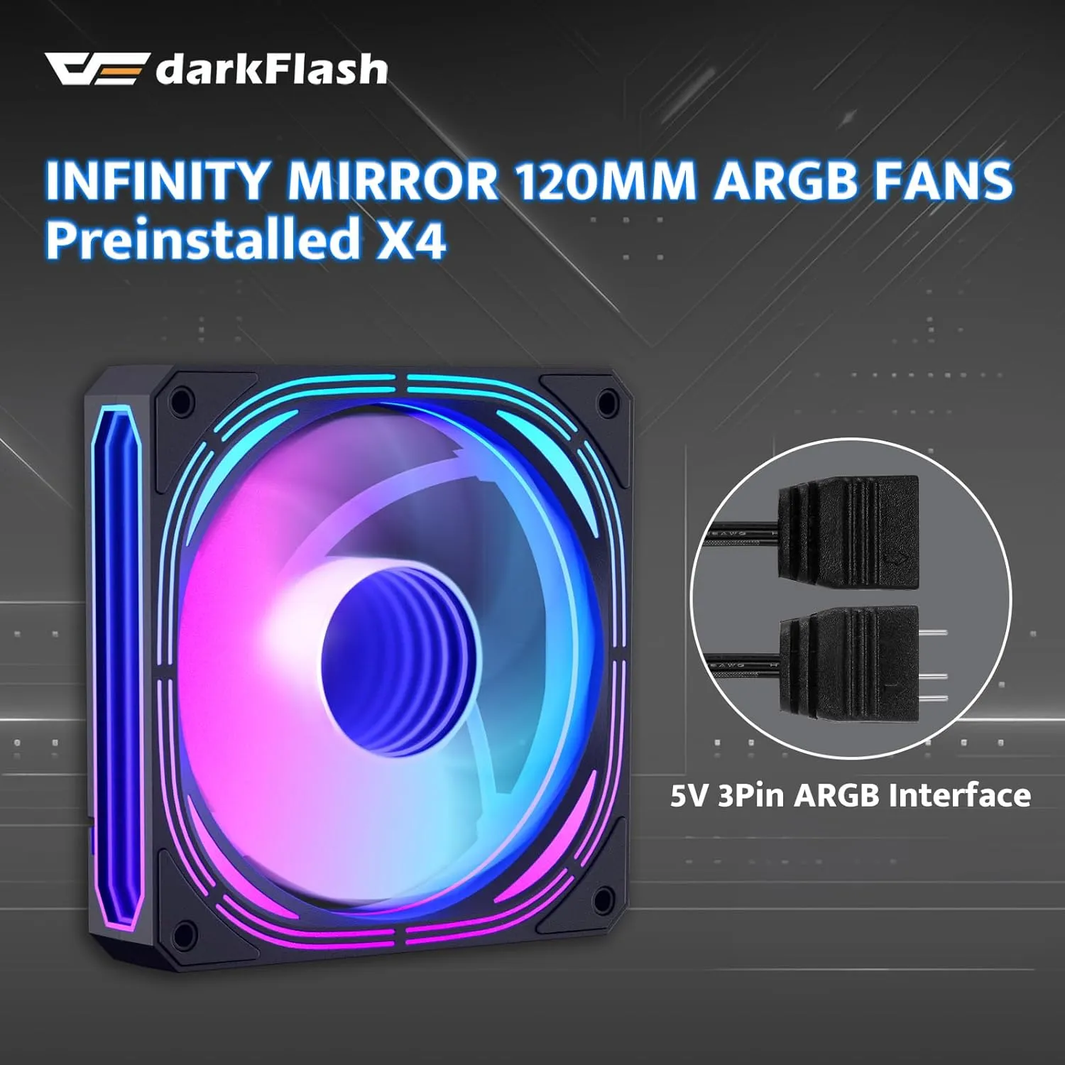 darkFlash Micro-ATX Gaming PC Case, MATX PC Case with 3 x 120mm ARGB Fans, Panoramic View Dual Tempered Curve Glass Computer Case, USB 3.0 Port, Supports Dual 360mm AIO, Black(DPW90M)