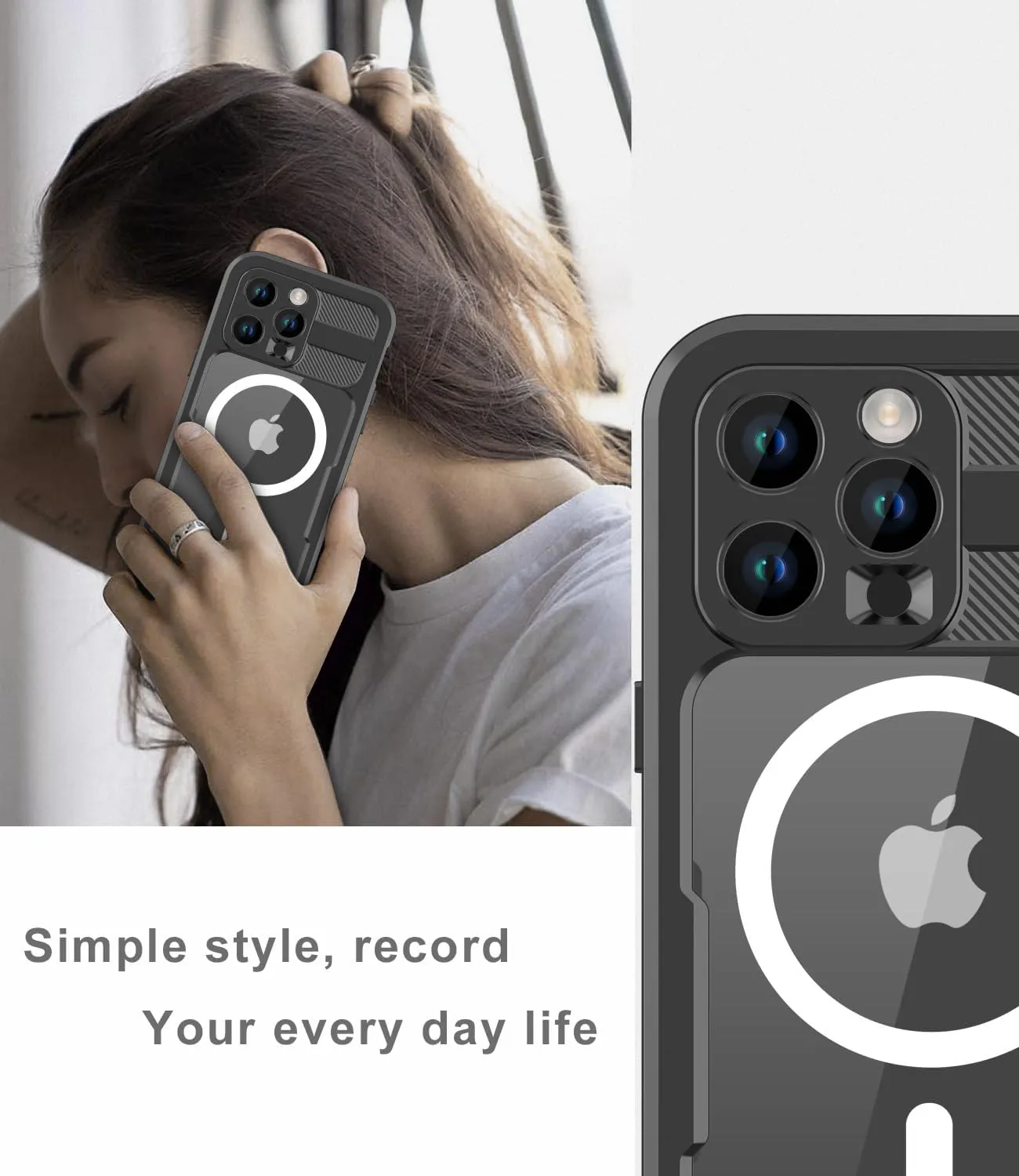 Design for iPhone 15 Pro Max Waterproof Case, Shockproof Dustproof Waterproof Phone Case for iPhone 15 Pro Max, Full Body Protective Case for iPhone 15 Pro Max 6.7Inch (Black)
