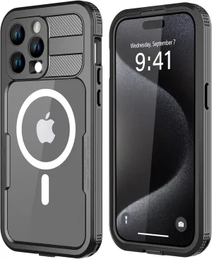 Design for iPhone 15 Pro Max Waterproof Case, Shockproof Dustproof Waterproof Phone Case for iPhone 15 Pro Max, Full Body Protective Case for iPhone 15 Pro Max 6.7Inch (Black)
