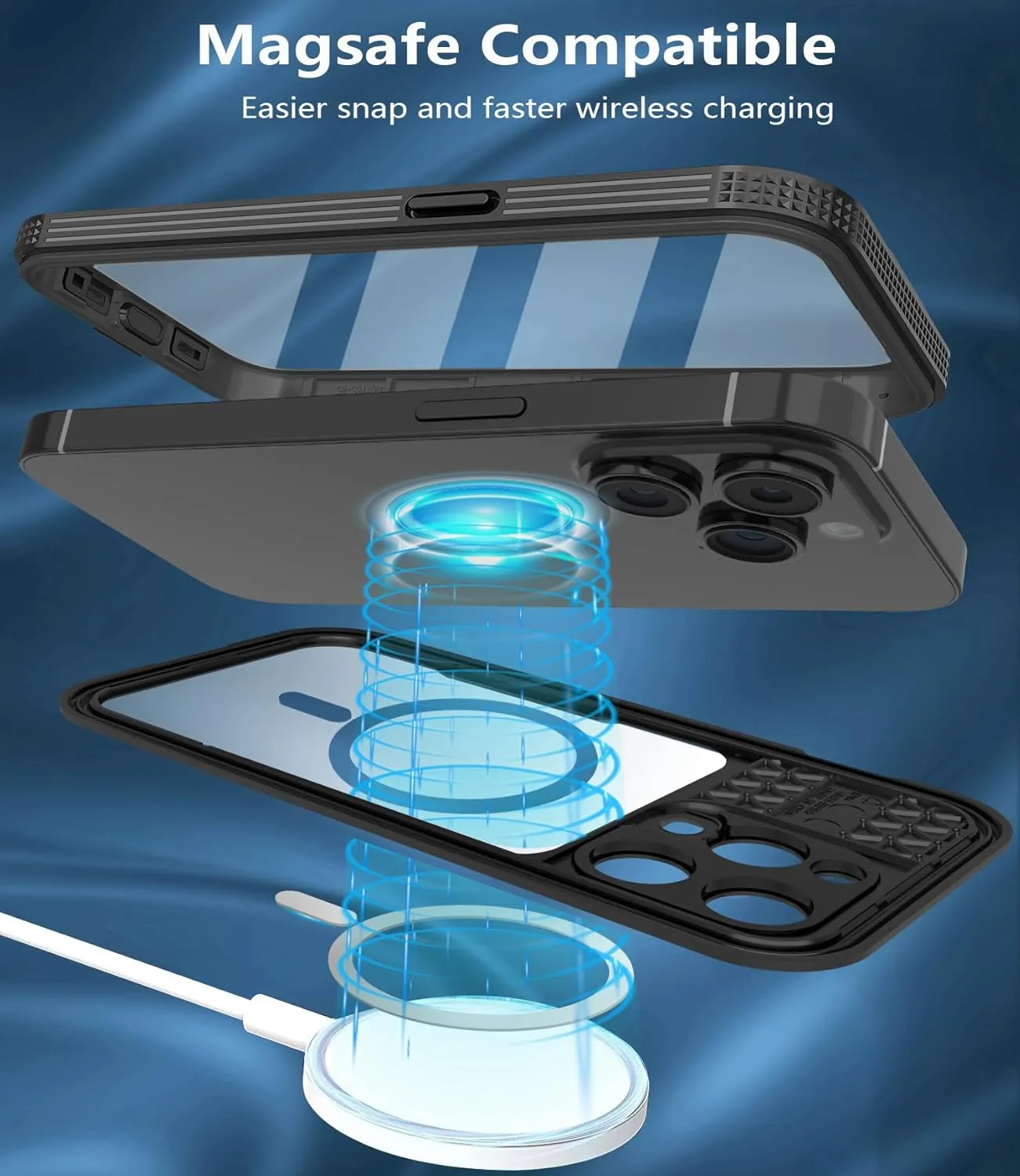 Design for iPhone 15 Pro Max Waterproof Case, Shockproof Dustproof Waterproof Phone Case for iPhone 15 Pro Max, Full Body Protective Case for iPhone 15 Pro Max 6.7Inch (Black)