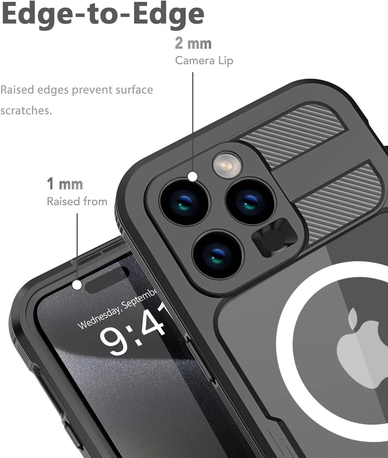 Design for iPhone 15 Pro Max Waterproof Case, Shockproof Dustproof Waterproof Phone Case for iPhone 15 Pro Max, Full Body Protective Case for iPhone 15 Pro Max 6.7Inch (Black)