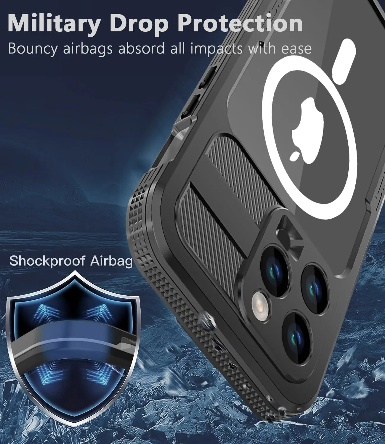 Design for iPhone 15 Pro Max Waterproof Case, Shockproof Dustproof Waterproof Phone Case for iPhone 15 Pro Max, Full Body Protective Case for iPhone 15 Pro Max 6.7Inch (Black)