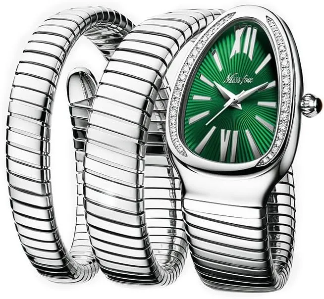 Diamond Quartz Gold Watch Women Snake Design Three Loop Bracelet Watches