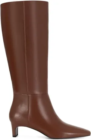 DOEYG Black Knee High Boots for Women Pointed Toe Kitten Heel Tall Boots Wide Calf Pull on Fall Fashion Long Boots