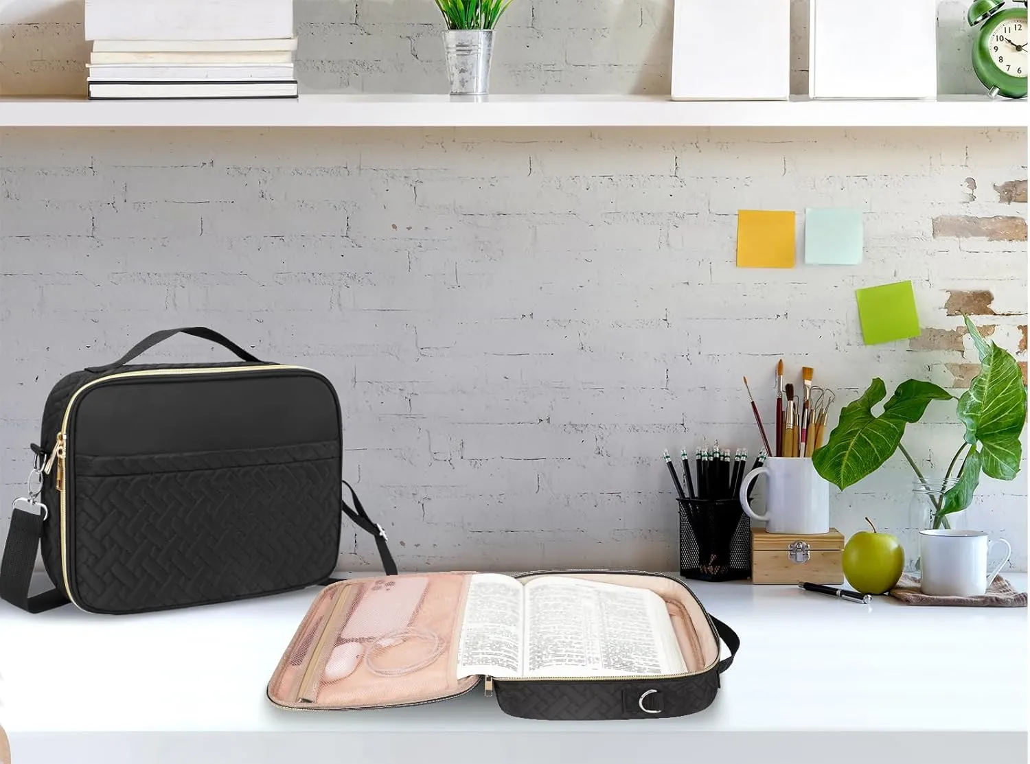 Dofilachy Bible Covers for Women - Stylish Bible Case for Women - Large Bible Cover with Durable Handle - Bible Carrying Case for Girls Boys Kids with Metal Zipper - Bible Bag Journal Case