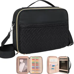 Dofilachy Bible Covers for Women - Stylish Bible Case for Women - Large Bible Cover with Durable Handle - Bible Carrying Case for Girls Boys Kids with Metal Zipper - Bible Bag Journal Case