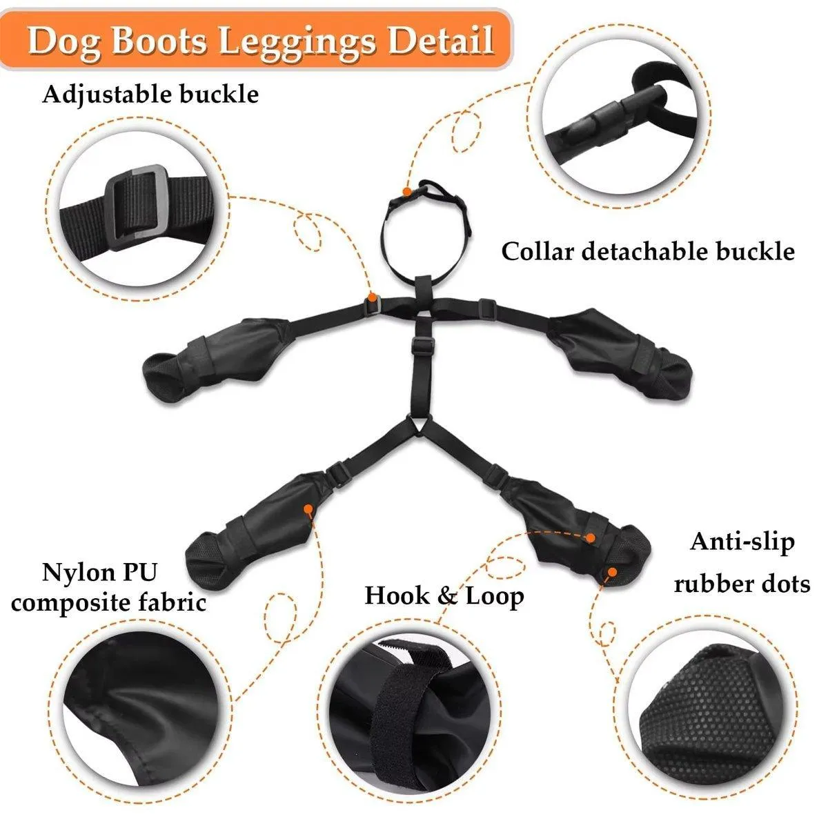 Dog Adjustable Suspender Boots Waterproof Dog Shoes Anti-Slip Pet Paw Protector