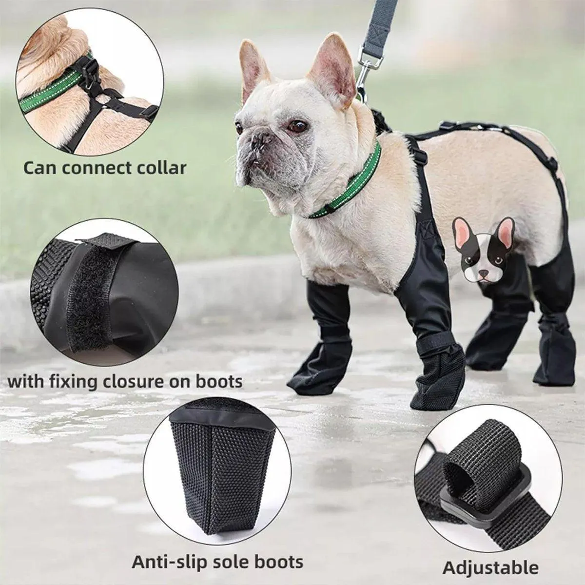 Dog Adjustable Suspender Boots Waterproof Dog Shoes Anti-Slip Pet Paw Protector