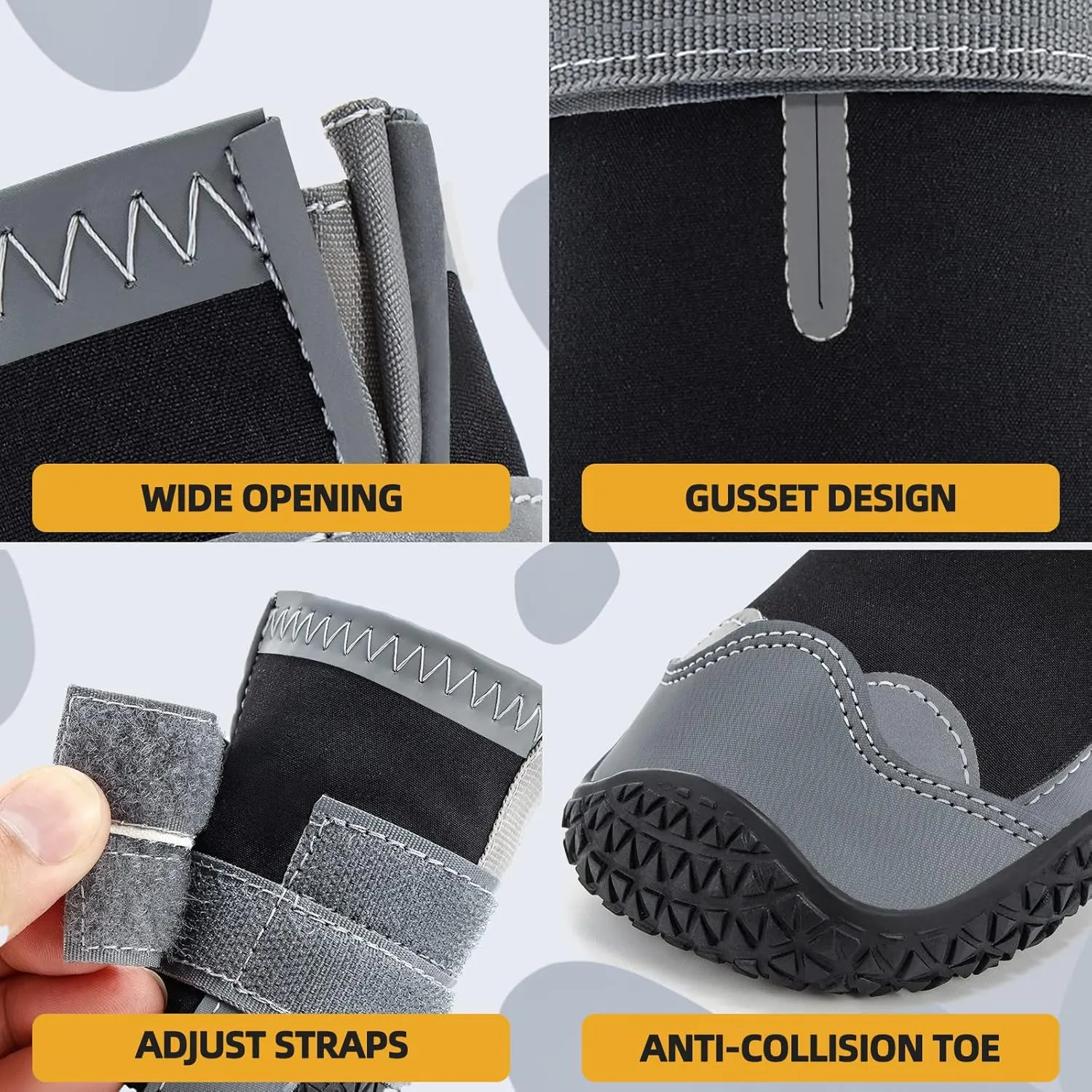 Dog Shoes for Large Dogs, Medium Dog Boots & Paw Protectors for Hardwood Floors, Outdoor Dog Booties for Hot Pavement Winter Snow Hiking, Waterproof Dog Shoes with Reflective Strips Size 5