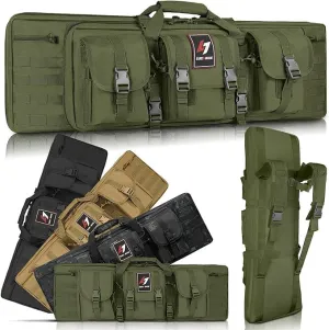 Double Long Rifle Case,Tactical Gun Case for Rifles & Multi-Function Durable Rifle Bag, Lockable Gun Bag Protects Carbine and Pistol for Storage or Transportation (Green, 36 Inch)