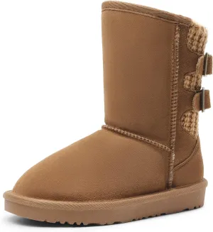 DREAM PAIRS Girls Boys Winter Boots Faux Fur Lined Mid Calf Kids Snow Tall Shoes FuzzyChic Kid's Buckle for Little Kid/Big Kid