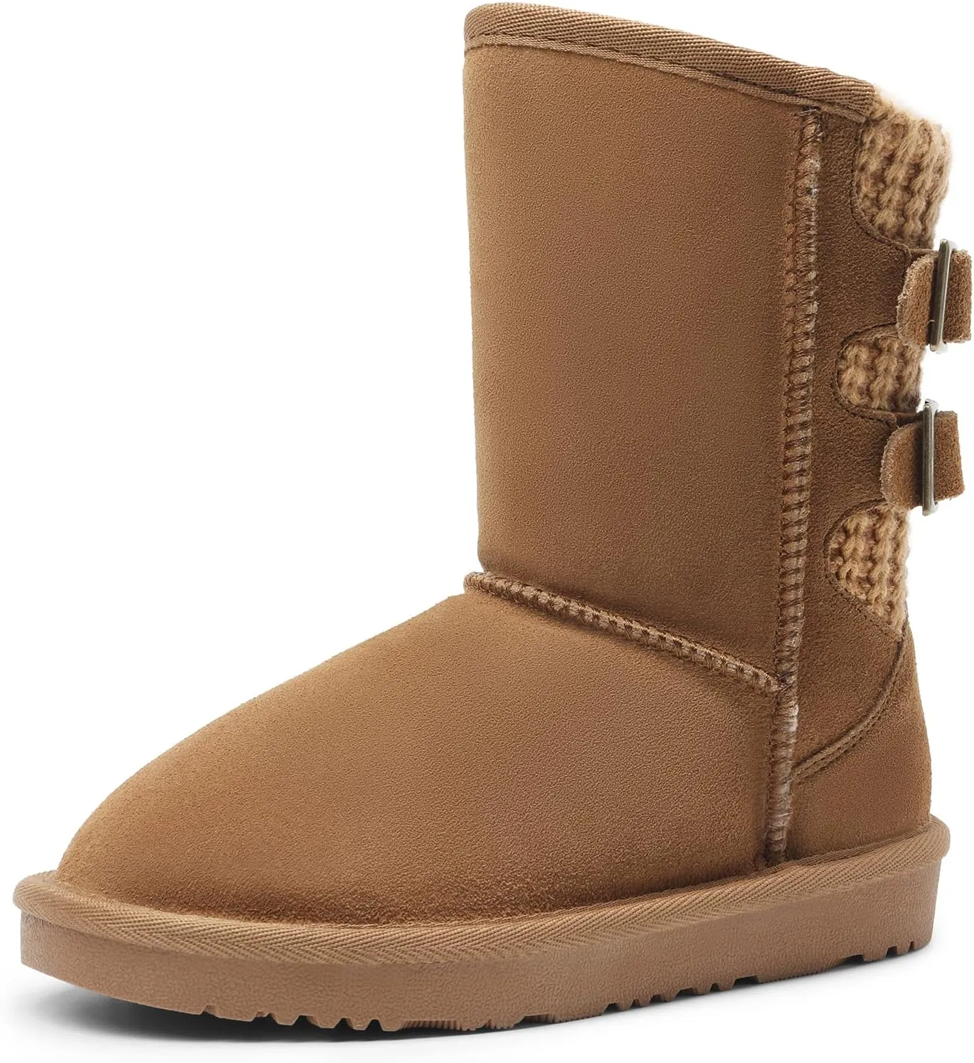 DREAM PAIRS Girls Boys Winter Boots Faux Fur Lined Mid Calf Kids Snow Tall Shoes FuzzyChic Kid's Buckle for Little Kid/Big Kid