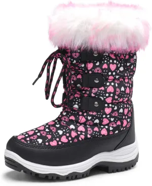 DREAM PAIRS Girls Snow Boots Warm Cozy Anti-Slip Lightweight Mid Calf Faux Fur Lining Winter Shoes for Little/Big Kids