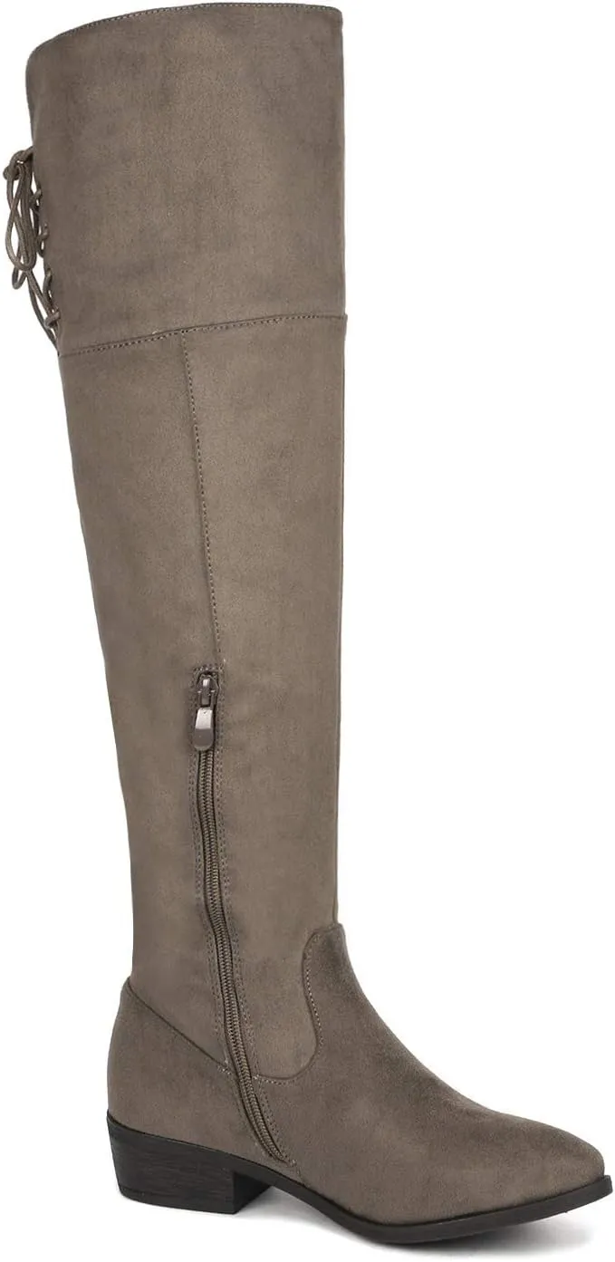 DREAM PAIRS Women's Over The Knee High Low Block Heel Riding Boots