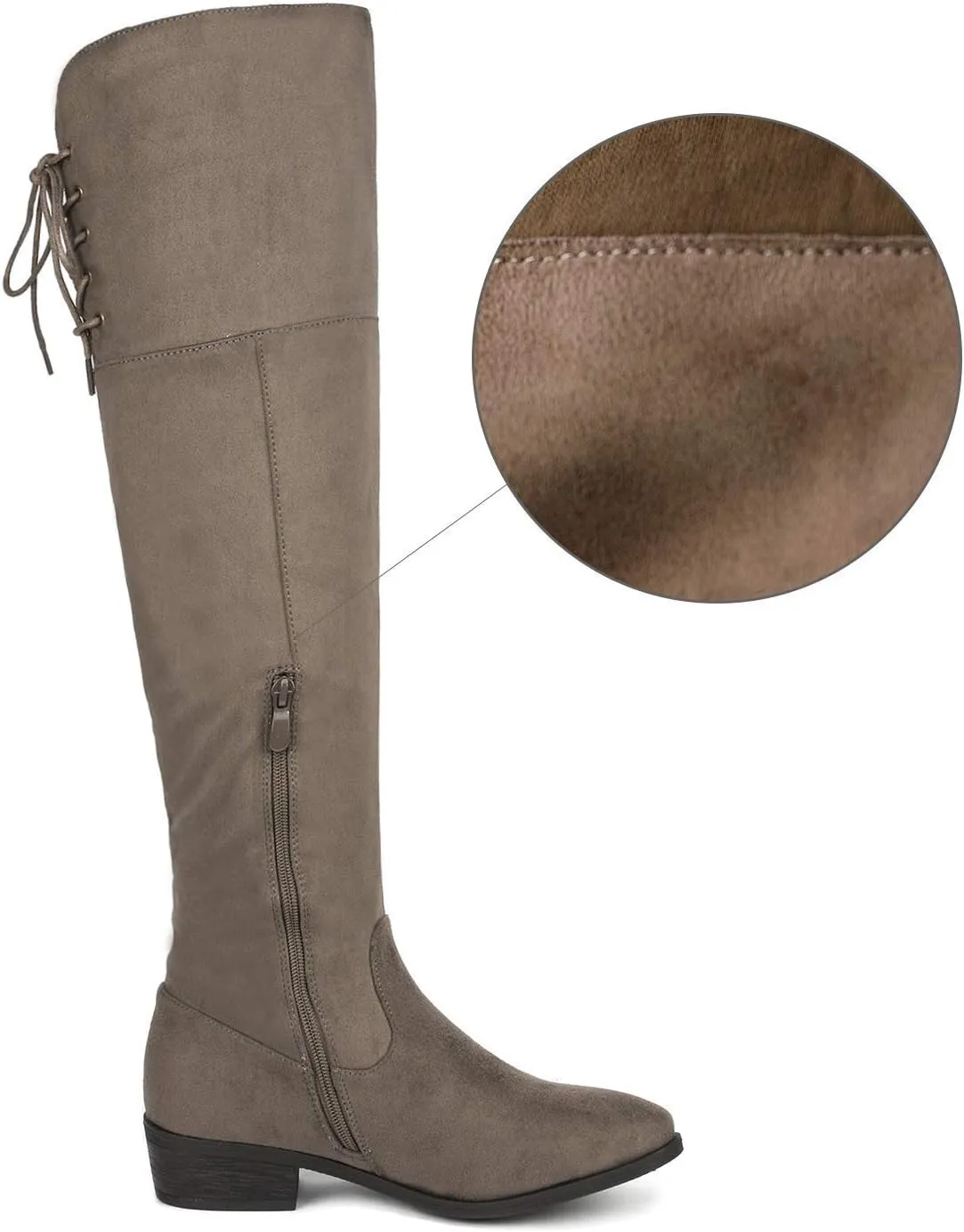 DREAM PAIRS Women's Over The Knee High Low Block Heel Riding Boots