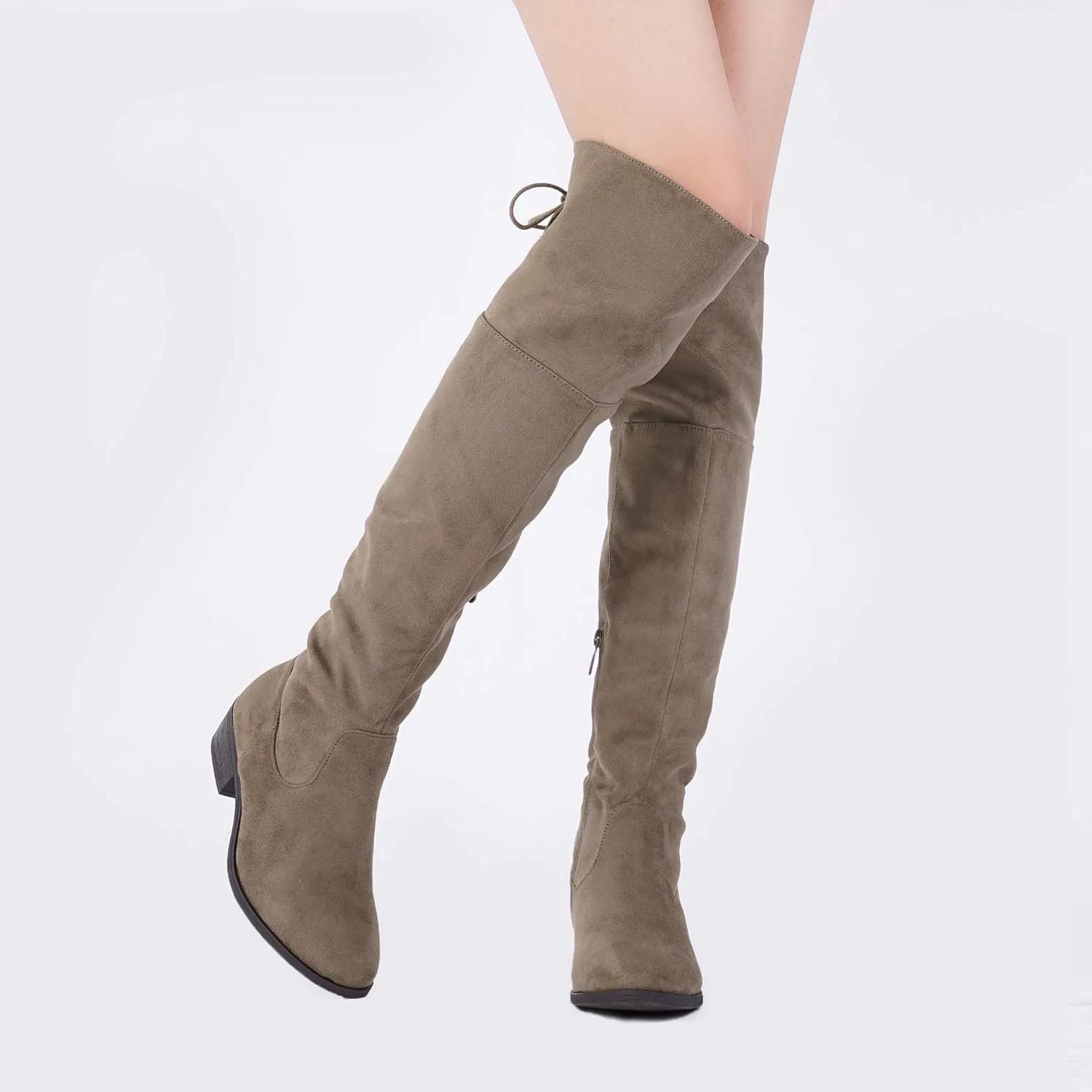 DREAM PAIRS Women's Over The Knee High Low Block Heel Riding Boots