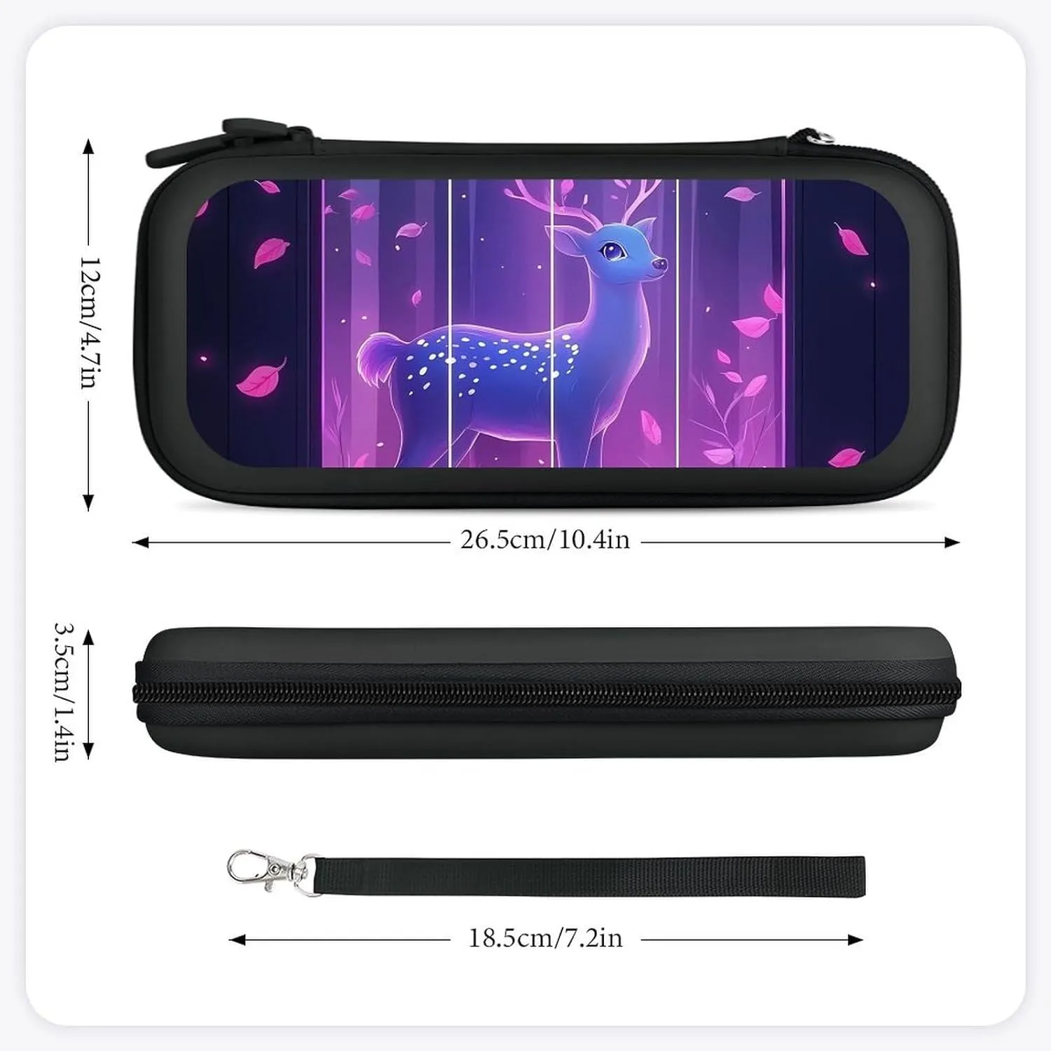 Dreamy Deer Glowing Leaves Compatible with Switch Carrying Case Hard Travel Game Bag Pouch with 15 Games Accessories