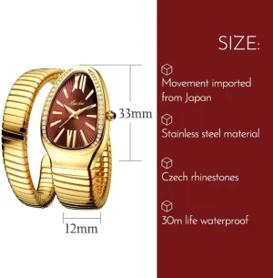 Dress Snake Shape Bracelet Women Watch Top Elegant Waterproof Quartz Jewelry Watches