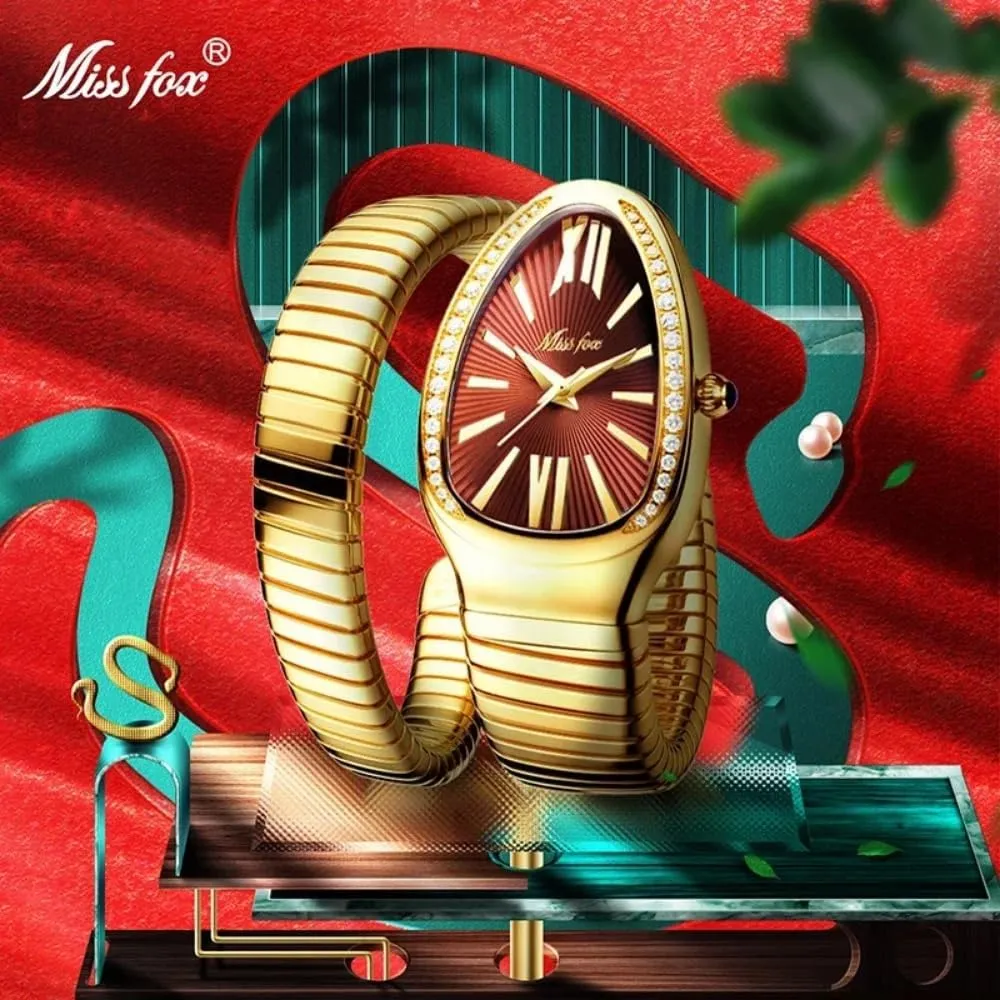 Dress Snake Shape Bracelet Women Watch Top Elegant Waterproof Quartz Jewelry Watches