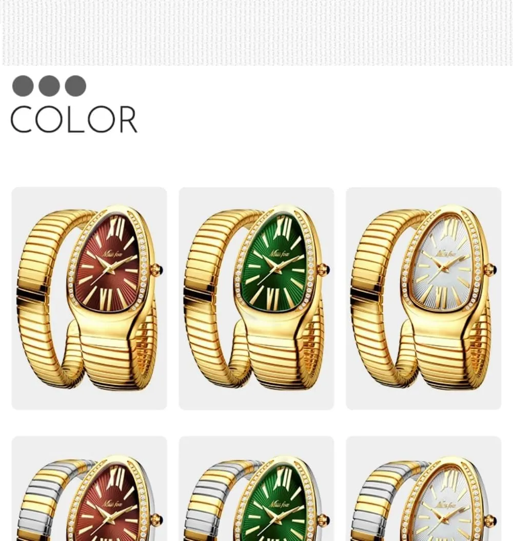 Dress Snake Shape Bracelet Women Watch Top Elegant Waterproof Quartz Jewelry Watches