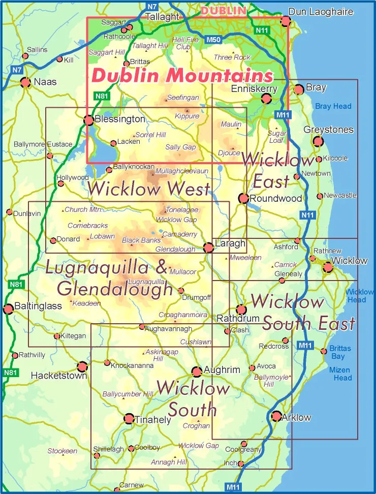 Dublin Mountains and North Wicklow Laminated