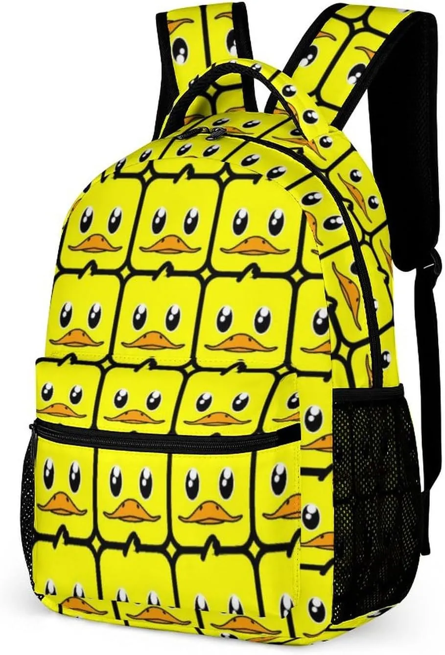 Duck Backpack for Kids Girls Boys School, 16 Inches Cute Duck Theme Bookbag, Adjustable, Large Capacity, Lightweight, Colorful Duck Backpack for School