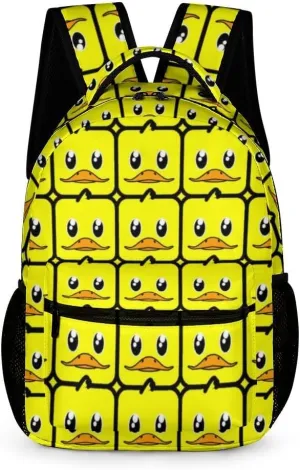 Duck Backpack for Kids Girls Boys School, 16 Inches Cute Duck Theme Bookbag, Adjustable, Large Capacity, Lightweight, Colorful Duck Backpack for School