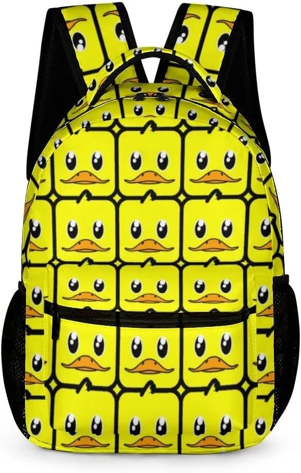 Duck Backpack for Kids Girls Boys School, 16 Inches Cute Duck Theme Bookbag, Adjustable, Large Capacity, Lightweight, Colorful Duck Backpack for School