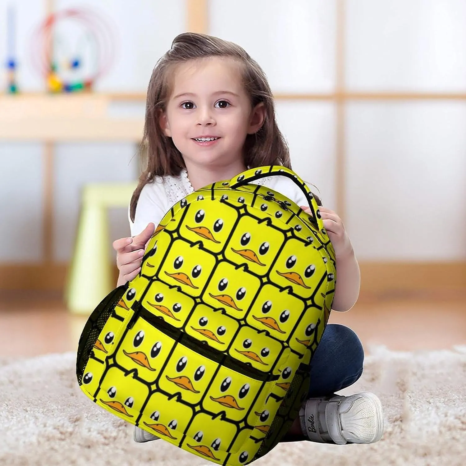 Duck Backpack for Kids Girls Boys School, 16 Inches Cute Duck Theme Bookbag, Adjustable, Large Capacity, Lightweight, Colorful Duck Backpack for School