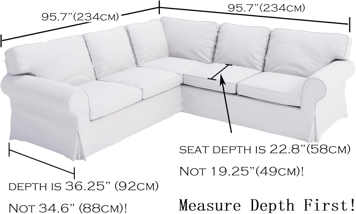 Durable Polyester UPPLAND (Not EKTORP) Sofa Sectional 2 2 4 Seat Corner Cover Replacement Compatible with IKEA UPPLAND Sofa Couch Slipcover (Uppland 4 Polyester Beige)