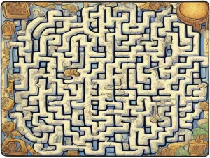 EkcoS Labyrinth Treasure Map Large Area Rugs for Living Room, Super Soft Fluffy Modern Bedroom Rug,Soft Plush Furry Bedside Rug,(63x48in)
