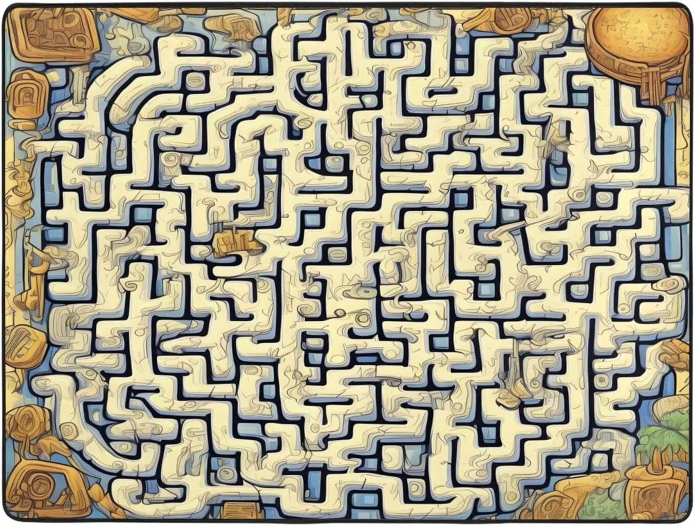 EkcoS Labyrinth Treasure Map Large Area Rugs for Living Room, Super Soft Fluffy Modern Bedroom Rug,Soft Plush Furry Bedside Rug,(63x48in)