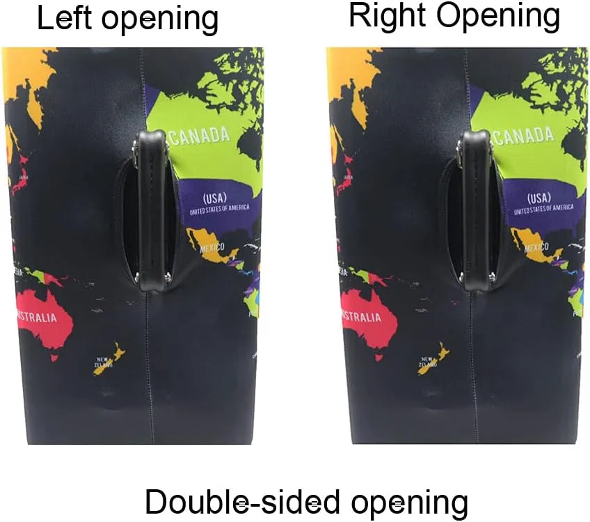 Elastic Travel Luggage Cover Travel Suitcase Protective Cover for Trunk Case Apply to 19''-32'' Suitcase Cover (World Map, L)