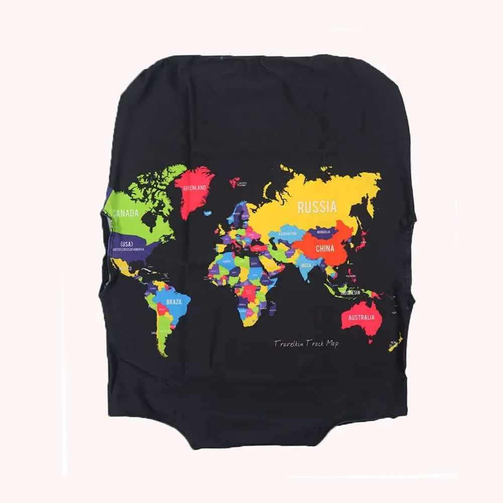 Elastic Travel Luggage Cover Travel Suitcase Protective Cover for Trunk Case Apply to 19''-32'' Suitcase Cover (World Map, L)