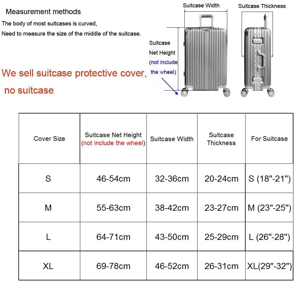 Elastic Travel Luggage Cover Travel Suitcase Protective Cover for Trunk Case Apply to 19''-32'' Suitcase Cover (World Map, L)