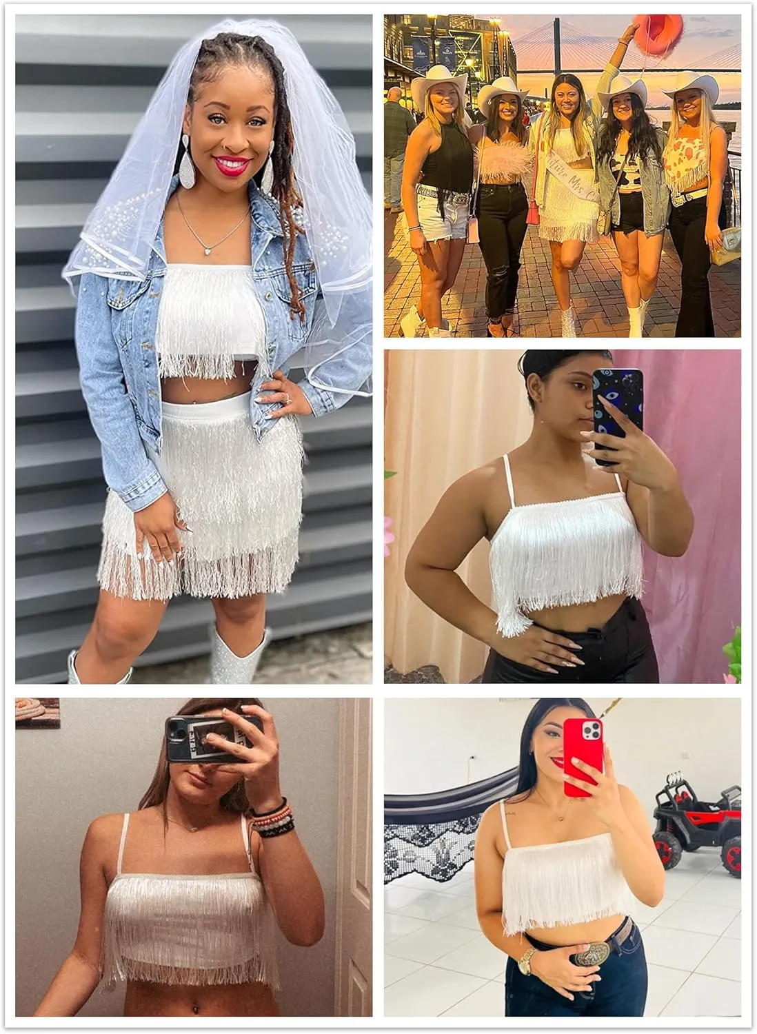Ella Lust Womens Cowgirl Fringe Tank Top - Western Country Concert Outfit Tassel Hem Crop Cami Nashville Festival Shirt