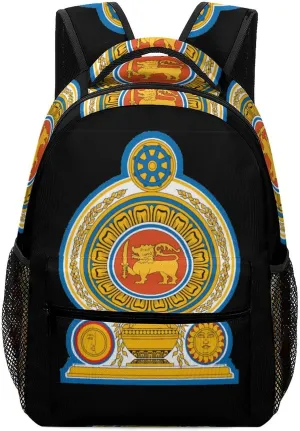 Emblem of Sri Lanka Fashion Backpack with Little Whistle Shoulders Daypacks Lightweight Laptop Bag Travel Gear