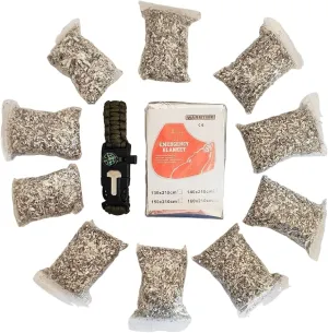 Emergency Magnesium Fire Starter 10 Bags Wax Rope Tent Paracord Bracelet for Camping Hiking Bushcraft Outdoor Survival Fishing Hunting