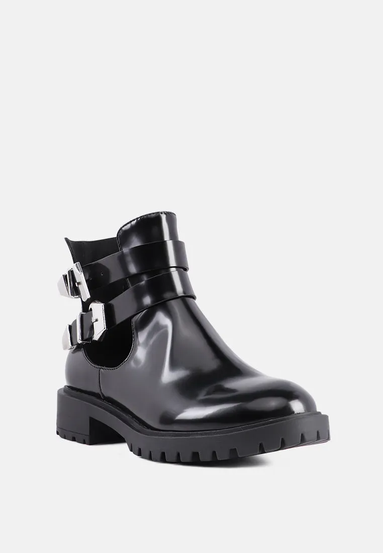 erner adjustable cut-out buckle boots