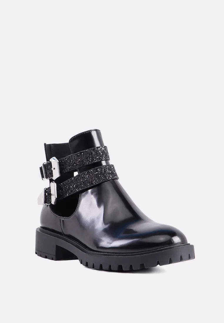 erner adjustable cut-out buckle boots