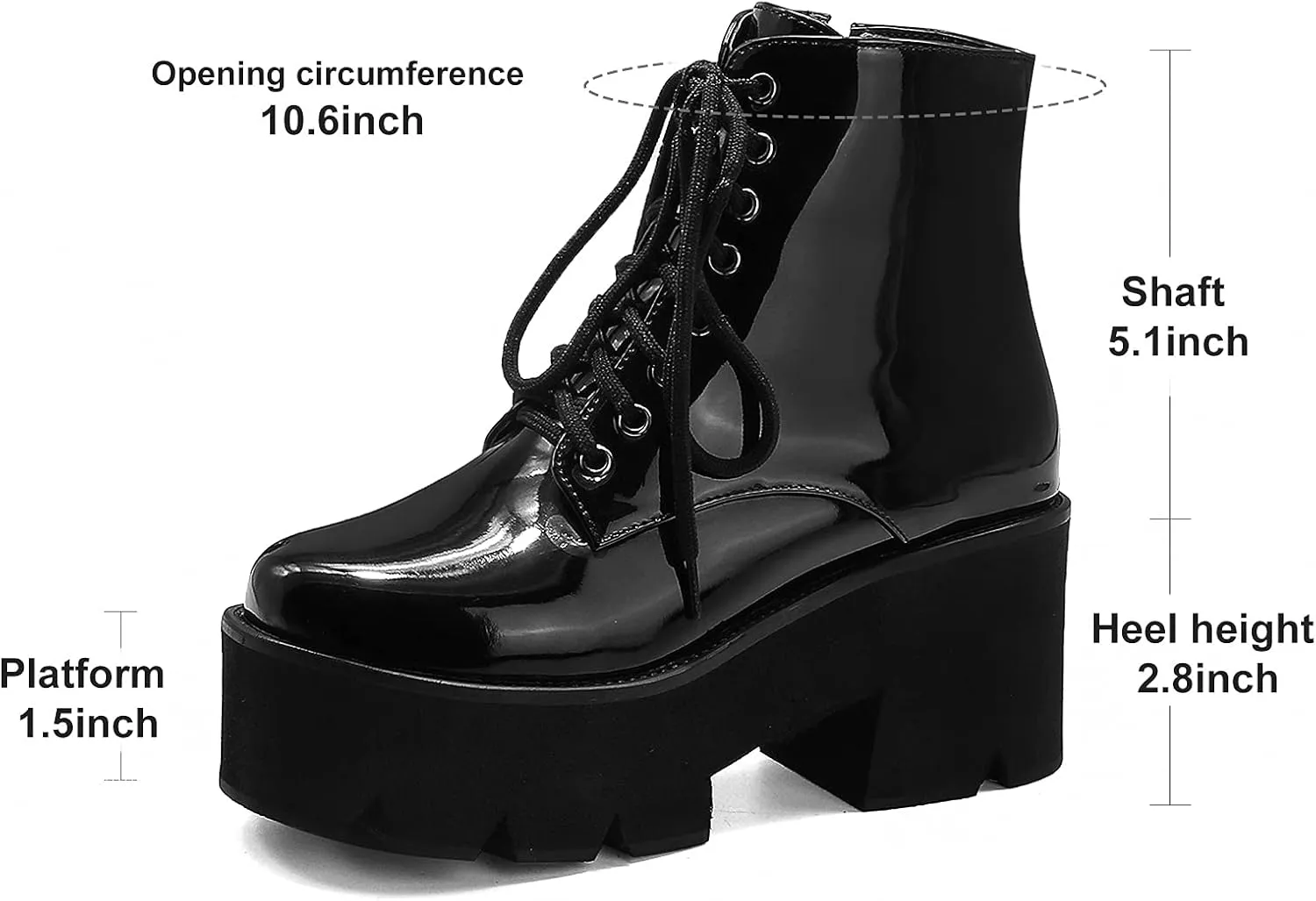 Erocalli Fashion Chain Goth Platform Boots for Women Lace up Chunky Heeled Studded Combat Motorcycle Ankle Booties