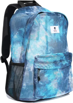 ESVAN Original Print Mesh Backpack Semi-Transparent Sackpack See Through Beach Bag Daypack Multi-Purpose Women Men Unisex